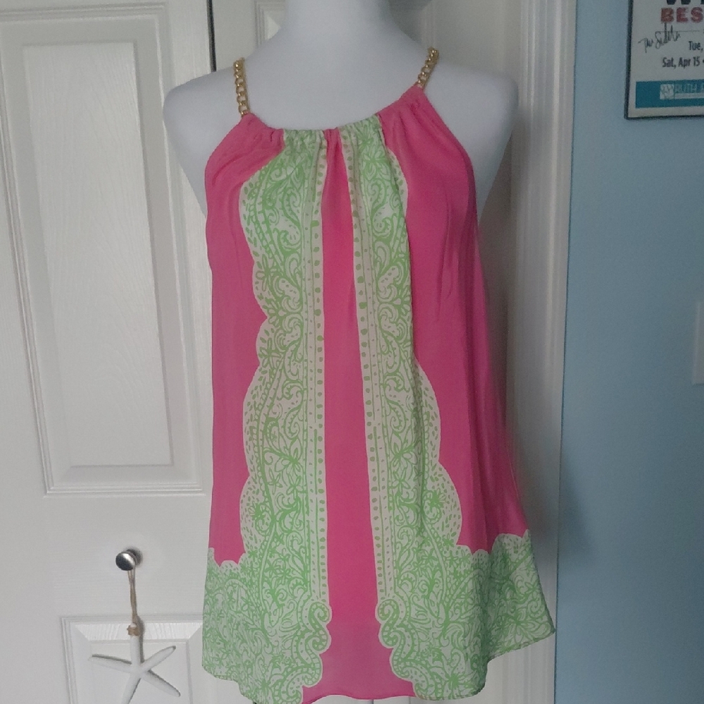 Lilly Pulitzer Pink and Green Halter Top